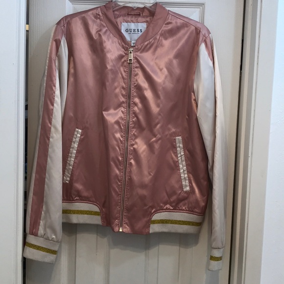 guess pink bomber jacket